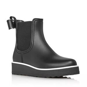 Kate Spade New York Malcolm Round Toe Platform Boots Black Rain Boots Bow Detail